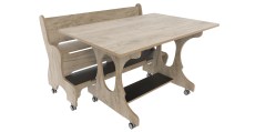 Hoogzit tafel L120 x B80 cm grey craft oak met bank Tangara Groothandel voor de Kinderopvang Kinderdagverblijfinrichting